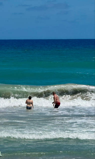 Caitlin and Jerry in the ocean