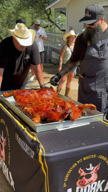 Pulling Pig Skin Off