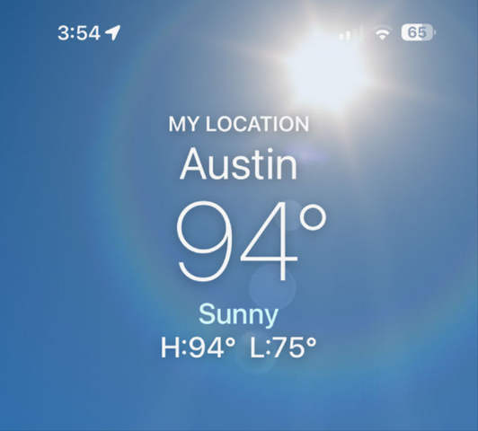 94 degrees out side with 105 heat index